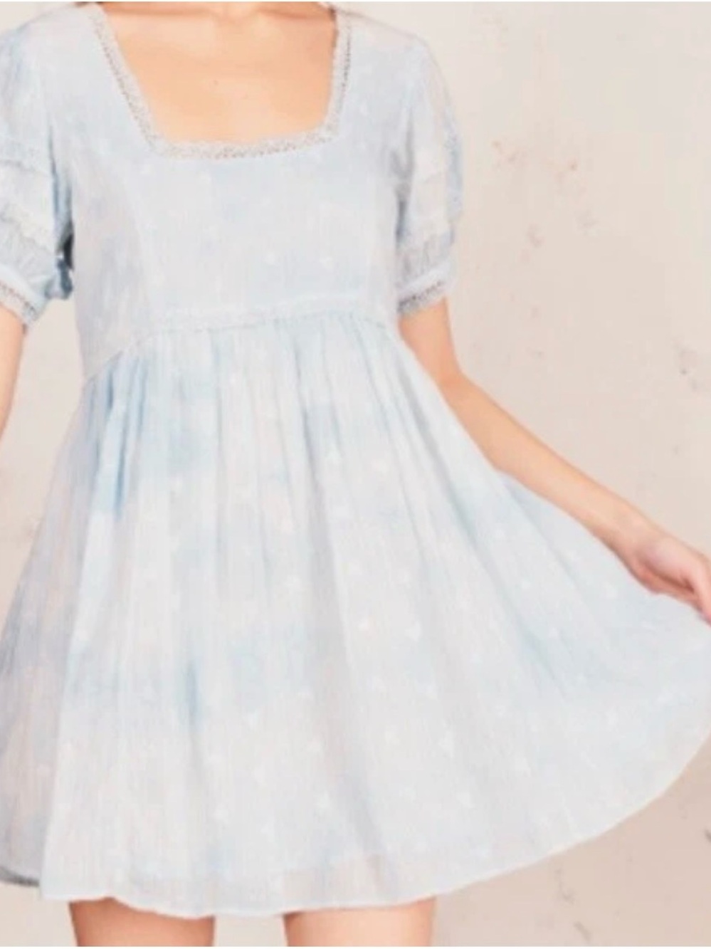 Light Blue Square-Neck Dress